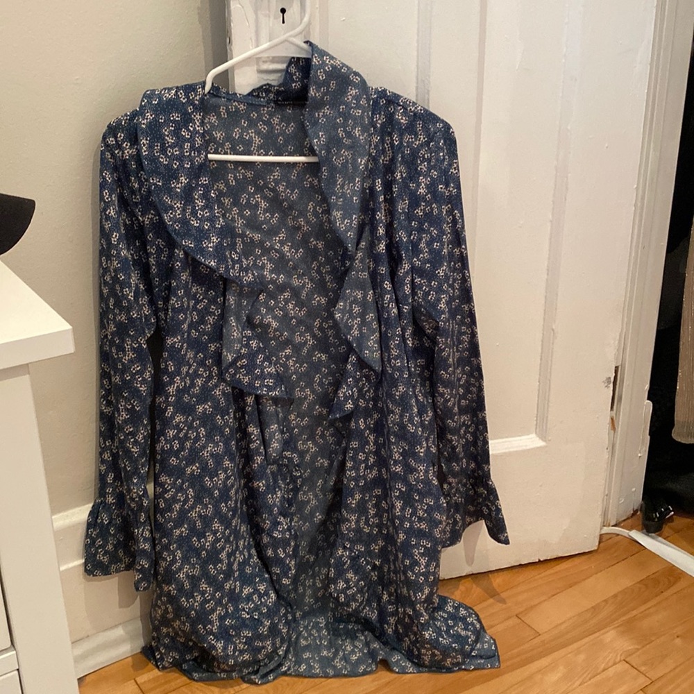 Blue floral wrap dress